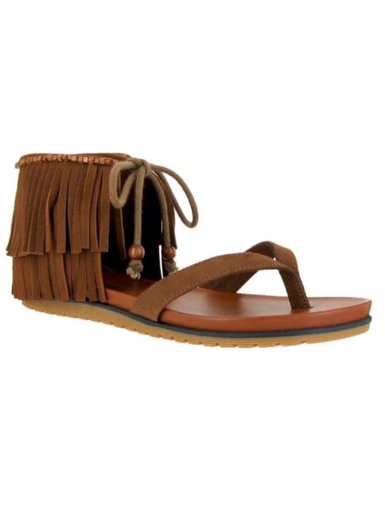 Mia Shoes - MIA Cinnamon Suede Fringe Sandals Festival Bohemian